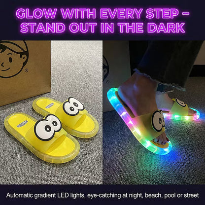 Cute slippers with cartoon motifs that glow